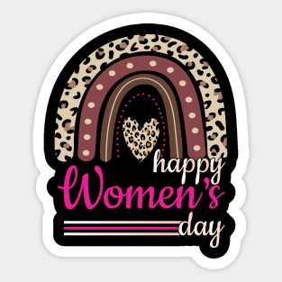 Women's Day Cute 8TH March Leopard Rainbow Sticker